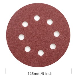 Sanding Discs Set, SIJDIEE 100Pcs 5 Inch 8 Holes 60 Grit Hook and Loop Sandpaper Round Sanding Sheet for Random Orbital Sander and Wood Furniture Finishing, Metal Grinding