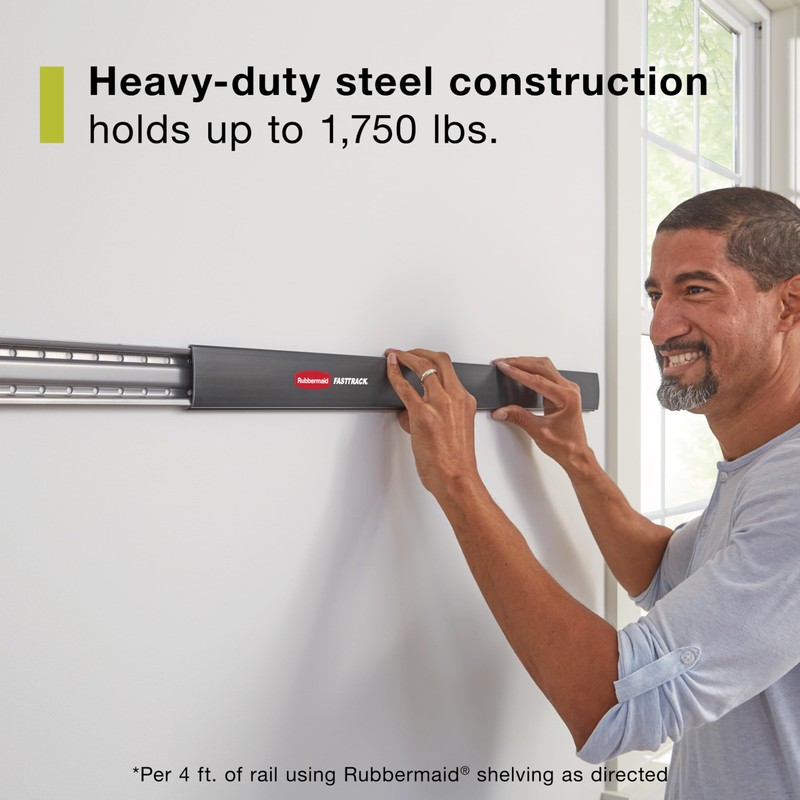 Rubbermaid Garage FastTrack 8-Piece Small Kit Black/Grey All-in-One Rail &