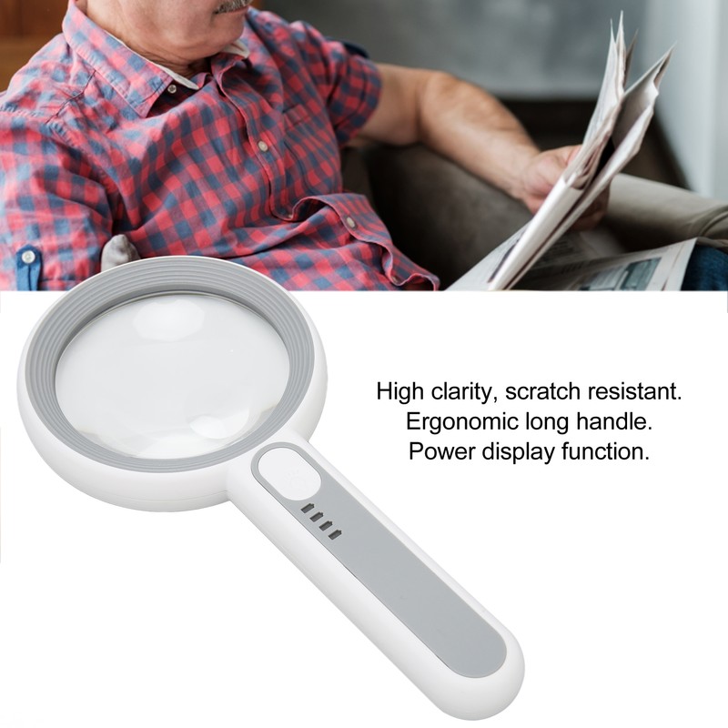 Magnifying Glass 5X 12X Handheld Magnifier with 18pcs LED for