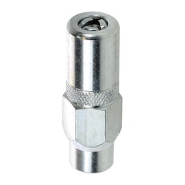 LUMAX LX-1402 Silver 1/8 of an inch NPT Heavy-Duty Grease Coupler. for Hand and Most air-Powered Grease Guns. 1/8 inches NPT Female Threads. 7,500 PSI max Operating Pressure.