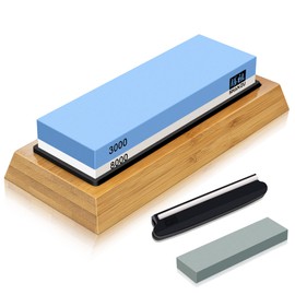 SHAN ZU Schleifstein Abziehstein Wetzstein für Professionell 2-in-1 Doppelseitiger Messerschärfer, Körnung 3000/8000 mit rutschfestem Silikonhalte für Küche Messer…