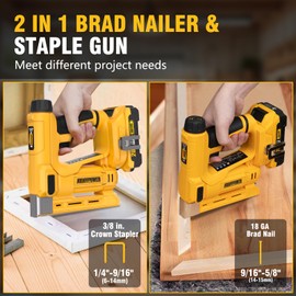 ALLOYPOWER 3/8''Crown Stapler, 18 Gauge 2 in 1 Cordless Brad Nailer/Electric Stapler with 2.0AH Battery & Charger, Nail Gun Battery Powered with 2,000PCS Staples and Nails for Upholstery & Family DIY