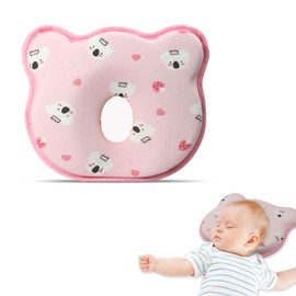 Breathable Memory Foam Pillow Soft and Cozy Cartoon Prеvents FΙat hеad and Shapеs hеad Hеad Pillow for Small Boys and Girls(Pinkbear)