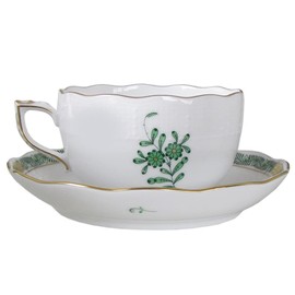 Helend Teacup & Saucer Apony Green, 7.8 fl oz (200 ml), Hand Painted 724000 AV 724 00724000-AV