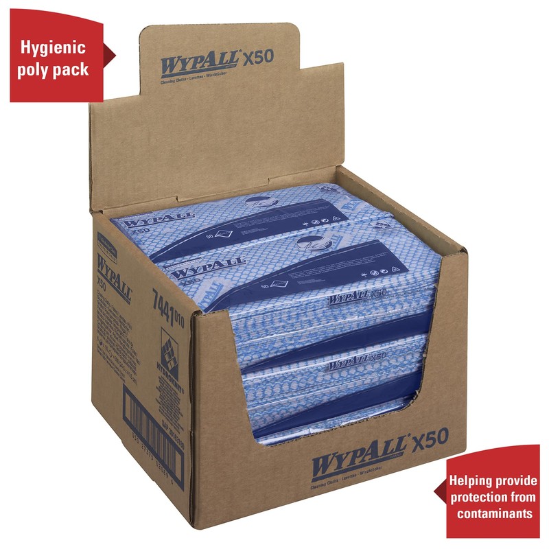 WypAll X50 Colour Coded Cleaning Cloths 7441 - Blue Wiping