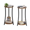 Simple Trending Round Side Table, 2 Tiers End Table for
