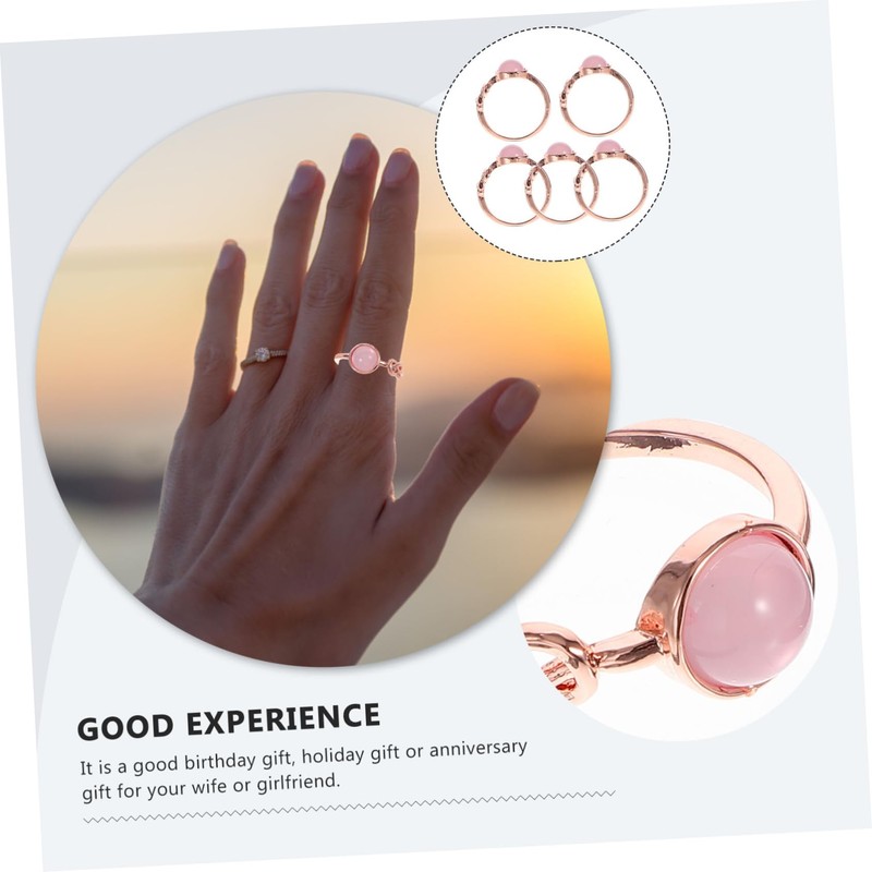 Healeved 1set Elegant Moonstone Rings for Women Promise Jewelry Present