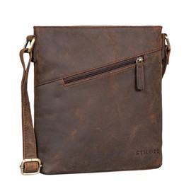STILORD 'Stella' Vintage Handbag Women's Leather Small Shoulder Bag for Leisure Shopping Evening Tablet Bag Genuine Leather, Colorado - Brown, M