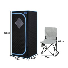 67" Portable Sauna Box with Chair, Personal Sauna Tent 2.2L 9 Levels 1000W, Steam Sauna for Home Indoor Outdoor, Fast Heating Polyester PVC Set, Spa (Black)