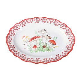 UPware 16 Inch Melamine Serving Platter Oval Platter BPA-Free Large Platter for Charcuterie, Food, Fruit, Snack, and Dessert (Mushroom)