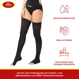 Pani TERESA MEDICA Compression Stockings Women Men Open Toe Thrombosis Stockings Medical Support Stockings Thigh Travel Socks Compression Class 2 23-32 mmHg For Travel Flight