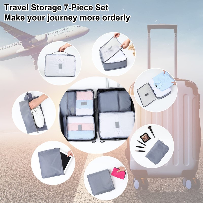 AiQInu Packing Cubes for Suitcases 7 PCS Travel Luggage Organiser