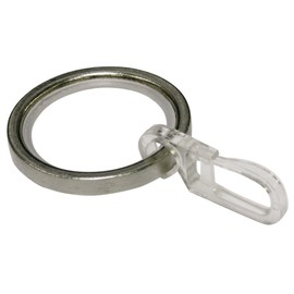 GARDINIA Gardinenringe für Gardinenstangen mit Ø 20 mm, Mit Gleiteinlage und Gardinenhaken, 10 Stück, Serie Chicago, Breite 4 mm, Metall, Edelstahl-Optik