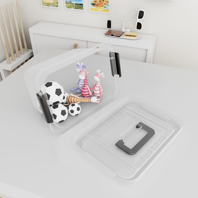 Cetomo Lidded Storage Bin, Tote Organizing Container with Handle and