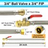 TTFLEX 24" Water Heater Connector 3/4" Ball Valve Push-Fit x