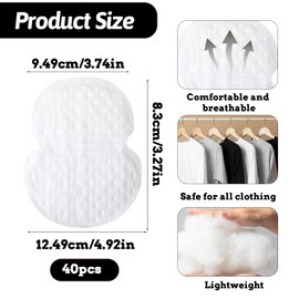 Armpit Sweat Pads, 40 Pcs Anti Sweat Underarm Pad Disposable Underboob Sweats Pads Comfortable Arm Pit Sweats Guards Sweatss Block for Sweating Women Mens Bras Outdoor Work Meeting (White)