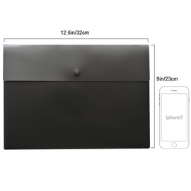 VANRA 5 Pieces A4 Envelopes Folders for Paperwork Plastic Wallets Document Organizer with Snap Button Closure A4 Letter Size (Black)