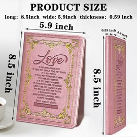 Love Is Patient Love Is Kind 1 Corinthians 13 Gift Scripture FAUX Leather Journal Religious Christian Gift Inspirational Gift Bible Verse Gift Multi color Journal,1 Pack (Pink), (Love Patient -Pink)