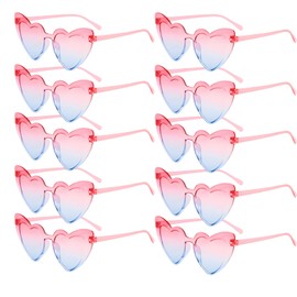 Pink Heart Sunglasses, 10 Pack Hearts Glasses for Party, Travel, Beach, Everyday Wear, Hen Do Sunglasses, Pink Heart glasses, Funky Eyewear for All
