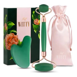 Rodillo Facial de Jade y Gua Sha  Jade Facial Roller  Gua Sha Set, Gift Box                                                                           