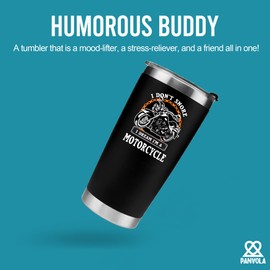 Panvola I Don't Snore I Dream I'm A Motorcycle Stainless Steel Tumbler Snorers Motorcyclist Gift Biker Rider For Dad Husband Boyfriend Uncle Travel Mug (20 oz, Black)