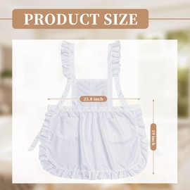 Geyoga 2 Packs Women's Apron Kitchen Cooking Half Apron Vintage White Maid Apron with Pockets Servant Aprons(Long Apron)