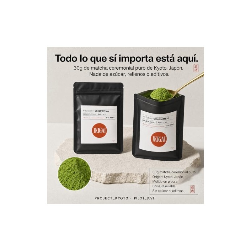 Ikigai Matcha Ceremonial PROJECT_KYOTO Matcha de Primera Cosecha Grado Ceremonial