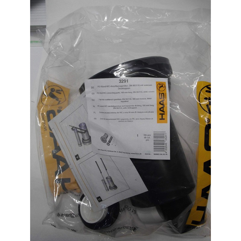 Haas Wall-mounted Toilet Connection Fittings DN 90 with White Covers