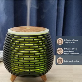 Zen’arôme Tony ätherisches Öldiffusor, Ultraschallaromatherapie Ultraschalldiffusor, USB -elektrische Parfümdiffusor, 2 Diffusionsmodi, automatische Stopp, LED -Beleuchtung, Stumm und kompakt