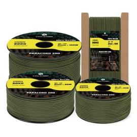 Kamu Synber Paracord 2mm 3 Strands 50M 100% Nylon Rope Type I Parachute Cord for Craft, Outdoor, DIY, Camping | Support 90kg | Army Green