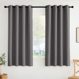 NICETOWN Grey Grommet Blackout Curtains 63 inch - Thermal Insulated Shades for Living Room, Yard, Bedroom, Closet, Laundry - Heavy-Duty, 2 Panels, W52 x L63
