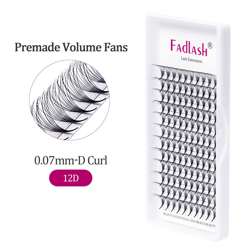 Volume Eyelashes, 12D, 0.07 mm, D Curl, 11 mm, Volume