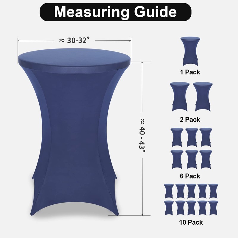FestiCorp Spandex Table Cover, Cocktail Fitted Tablecloths, Round Highboy Stretch