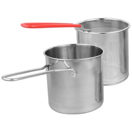 Stainless Steel Deep Fryer Pot: Small Japanese Tempura 304 Stainless Steel with Oil Drip Drainer Rack Container for Fryer Oil, Bacon Drippings, Lard and Ghee oil
