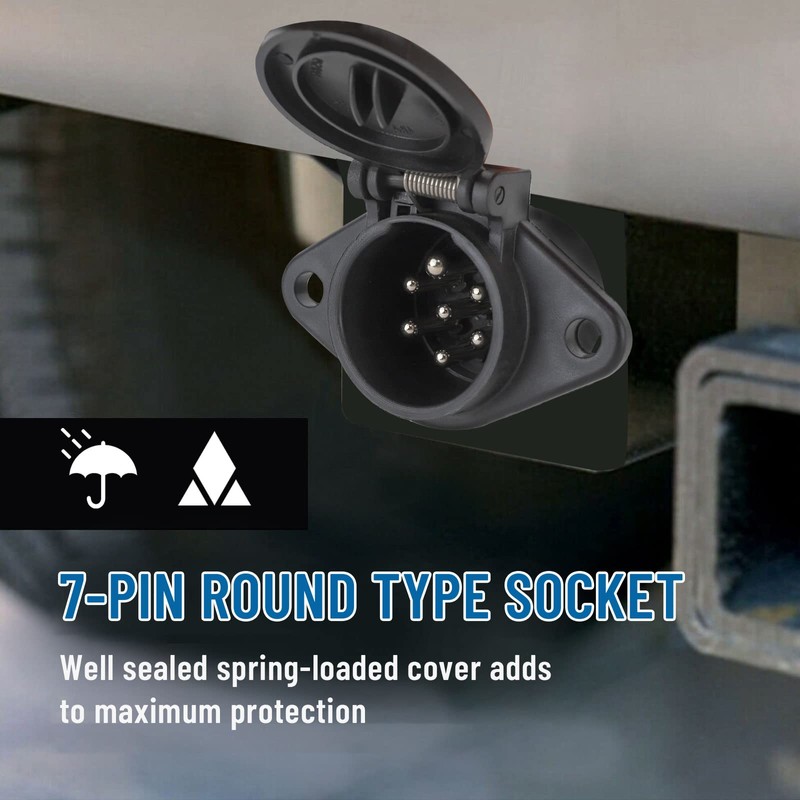 MECMO 7-Pin Round Vehicle-Side Female-End Socket Replacement SAE J560 Style,