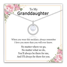 EPIRORA Granddaughter Gifts from Grandma, Silver Pearl Pendant Necklace Jewellery Granddaughter Presents for Women on Birthday Christmas Mother's Day Valentines Day
