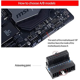 3 x USB 3.0 19 pin / 20 pin header male to female extension adapter 90 degrees - upwards angled (PH19-A)