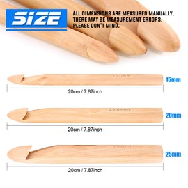 Glarks 24Pcs Crochet Hooks Set, 15Pcs 3 to 25 mm Wooden Bamboo Crochet Needle Knitting Hooks with 9Pcs 2 to 10 mm Aluminum 2-10 mm Handle Crochet Hooks for Sweater Hat Scarve Glove Knitted Weaving