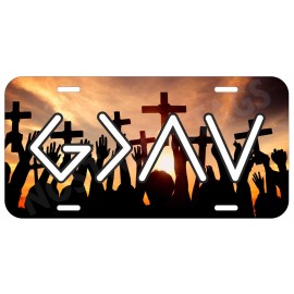 Unbranded God is Greater Than The Highs & lows Cross Sunset Aluminum Metal License Plate