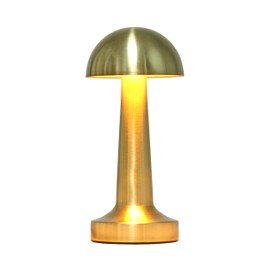 Simple Designs LD1081-GLD 8.88" Mushroom Magic Mini Metal Dimming & Rechargeable Cordless 4-Way Touch Sensor Dome Desk Lamp, Gold