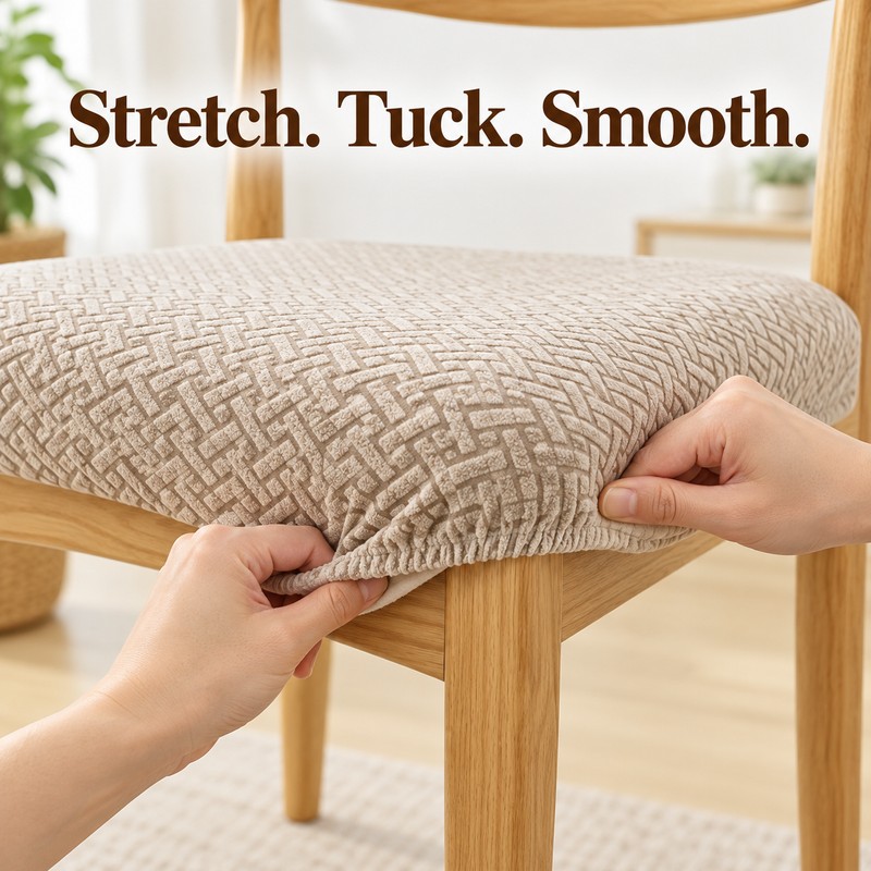 Jacquard Elastic Chair Cover – Universal Stretch Dining Chair Seat