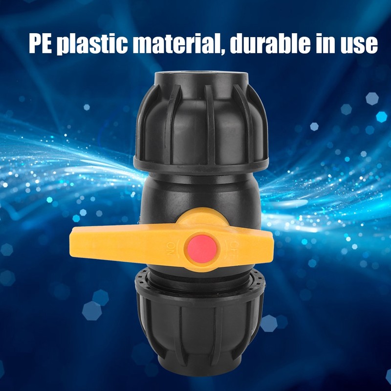 PE Plastic 50mm Diameter Ball Valve Connector Water Pipe Fitting