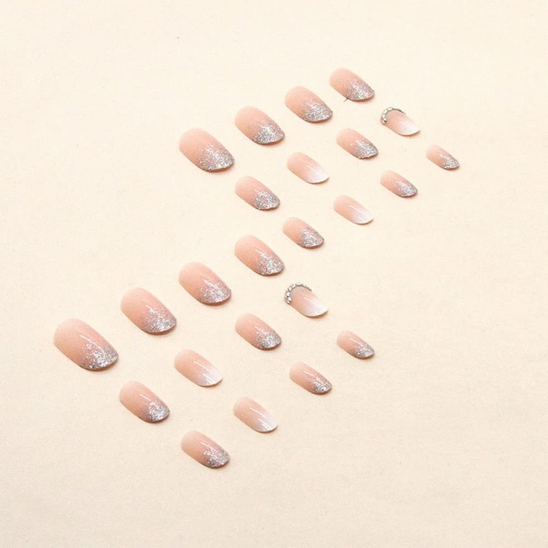 KQueenest Colour Gradient Pink Print on Nails Medium Almond Shape,