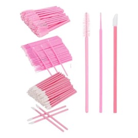 100 Microbrush + 50 Cepillos+ 50 Lip Brush Para Pestañas Rosa