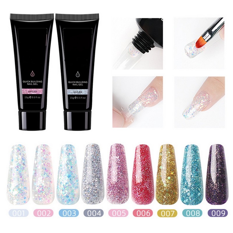 9 Colors Nail Extension Gel Kit Crystal Extension Gel Quick
