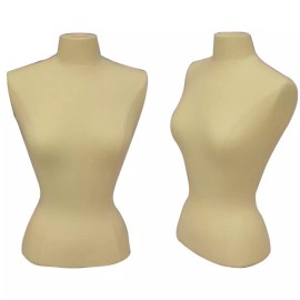 American Dress Forms Female Adult Small Size Off-White Hard Foam Blouse Form with Chrome Wheel Base