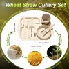 Honoson 24 Pcs Wheat Straw Dinnerware Cutlery Set Including Divided
