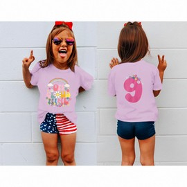 AG AGUU On Cloud Nine Birthday Girl Shirts Kids Girls Birthday Outfits Flower 9th T-Shirt Party Tees Tops 9 Years Old(Purple-9th)