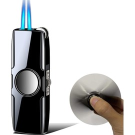 OVABICOED Windproof Lighter Jet Torch Lighter Metal Cool Design Jet Flame Gas Butane Refill,for Festival,Birthday, Candle, Gifts for Men,Package without gas (black)