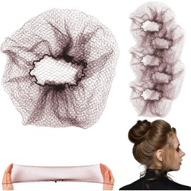 Red para Cabello, 100 Pzs Red de Pelo Tejida, Mesh Cap, Gorros Malla Cofias Desechable, Malla Elástica invisible para Mujer, Redecillas de Cocina y Cobertores de Pelo de Danza (Marrón)